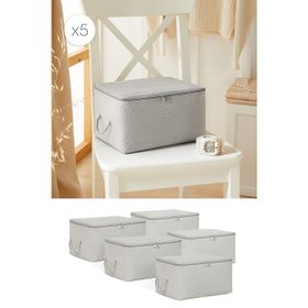 Ocean Home Textile 30x22x18 cm 5'li Küçük Boy Gri Balıksırtı Hurç Set