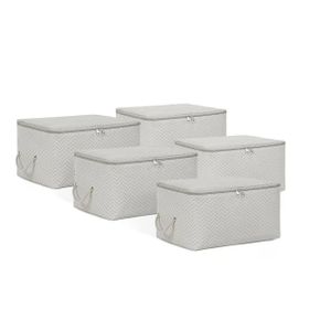 Ocean Home Textile 30x22x18 cm 5'li Küçük Boy Gri Balıksırtı Hurç Set