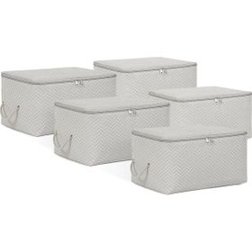 Ocean Home Textile 30x22x18 cm 5'li Küçük Boy Gri Balıksırtı Hurç Set
