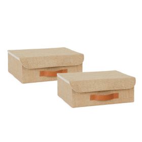 Ocean Home Textile 30x23x11 cm 2'li Jüt Kapaklı Kutu Set
