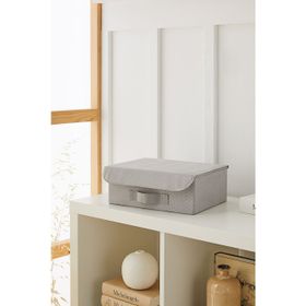 Ocean Home Textile 30x23x11 cm Çekmece İçi Gri Balıksırtı Kapaklı Kutu