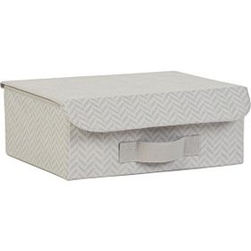 Ocean Home Textile 30x23x11 cm Çekmece İçi Gri Balıksırtı Kapaklı Kutu
