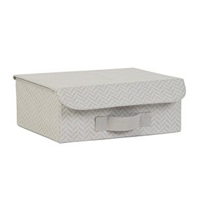 Ocean Home Textile 30x23x11 cm Çekmece İçi Gri Balıksırtı Kapaklı Kutu