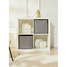 Ocean Home Textile 30x30x30 cm 2'li Antrasit Renk Dokulu Kumaş Sepet Set