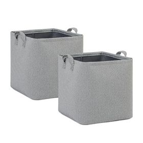 Ocean Home Textile 30x30x30 cm 2'li Antrasit Renk Dokulu Kumaş Sepet Set