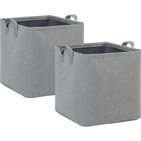 Ocean Home Textile 30x30x30 cm 2'li Antrasit Renk Dokulu Kumaş Sepet Set
