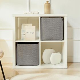Ocean Home Textile 30x30x30 cm 2'li Antrasit Renk Dokulu Kumaş Sepet Set