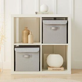 Ocean Home Textile 30x30x30 cm 2'li Gri Balıksırtı Kapaklı Kutu Set