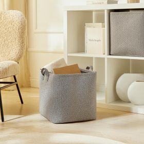 Ocean Home Textile 30x30x30 cm Antrasit Renk Dokulu Kumaş Sepet