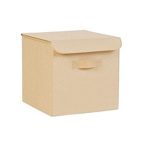 Ocean Home Textile 30x30x30 cm Bej Balıksırtı Kapaklı Kutu