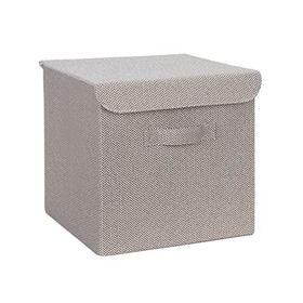 Ocean Home Textile 30x30x30 cm Bej Renk Dokulu Kumaş Kapaklı Kutu