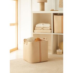 Ocean Home Textile 30x30x30 cm Çocuk Odası Jüt Keten Kumaş Sepet