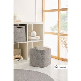 Ocean Home Textile 30x30x30 cm Gri Kırçıllı Pamuklu Sepet