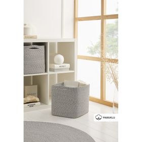 Ocean Home Textile 30x30x30 cm Gri Kırçıllı Pamuklu Sepet