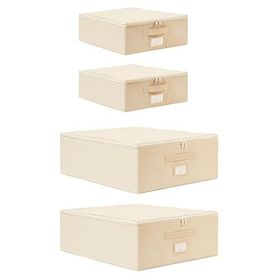 Ocean Home Textile 31x38x12 / 45x55x18 cm 4'lü Bej Balıksırtı Destekli 2 Adet Hurç Set