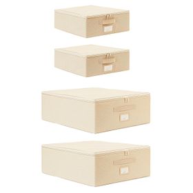 Ocean Home Textile 31x38x12 / 45x55x18 cm 4'lü Bej Balıksırtı Destekli 2 Adet Hurç Set