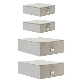 Ocean Home Textile 31x38x12 / 45x55x18 cm 4'lü Gri Balıksırtı Destekli 2 Adet Hurç Set