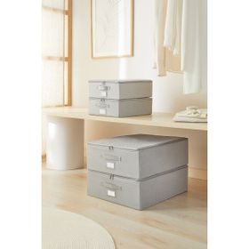 Ocean Home Textile 31x38x12 / 45x55x18 cm 4'lü Gri Balıksırtı Destekli 2 Adet Hurç Set