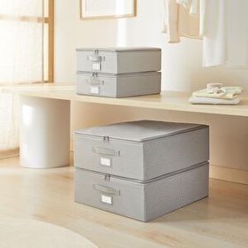 Ocean Home Textile 31x38x12 / 45x55x18 cm 4'lü Gri Balıksırtı Destekli 2 Adet Hurç Set