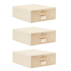 Ocean Home Textile 31x38x12 cm 3'lü Küçük Boy Bej Balıksırtı Destekli Hurç Set