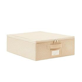 Ocean Home Textile 31x38x12 cm Küçük Boy Bej Balıksırtı Destekli Kutu Hurç