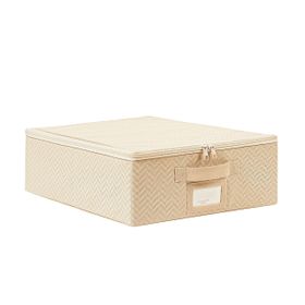 Ocean Home Textile 31x38x12 cm Küçük Boy Bej Balıksırtı Destekli Kutu Hurç