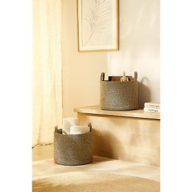 Ocean Home Textile 35x27 cm 2'li Siyah Kırçıllı Jüt Halat Sepet Set