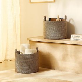 Ocean Home Textile 35x27 cm 2'li Siyah Kırçıllı Jüt Halat Sepet Set