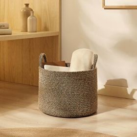 Ocean Home Textile 35x27 cm Siyah Kırçıllı Jüt Halat Sepet