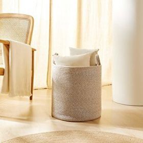 Ocean Home Textile 40x40 cm Bej Kırçıllı Pamuklu Halat Sepet