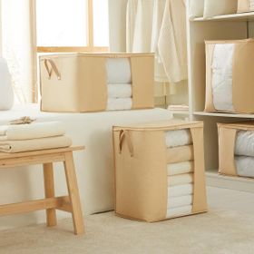Ocean Home Textile 45x30x50 / 60x43x35 cm 2'li PVC Pencereli Bej Balıksırtı Hurç Set