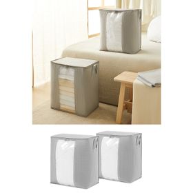 Ocean Home Textile 45x30x50 cm 2'li PVC Pencereli Gri Renk Kapitone Hurç Set