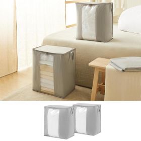 Ocean Home Textile 45x30x50 cm 2'li PVC Pencereli Gri Renk Kapitone Hurç Set