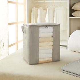 Ocean Home Textile 45x30x50 cm PVC Pencereli Gri Renk Kapitone Hurç