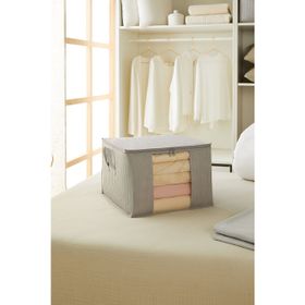 Ocean Home Textile 45x40x30 cm Orta Boy PVC Pencereli Gri Renk Kapitone Hurç