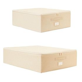 Ocean Home Textile 45x55x18 / 55x70x18 cm 2'li Bej Balıksırtı Destekli Hurç Set