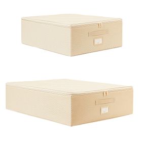 Ocean Home Textile 45x55x18 / 55x70x18 cm 2'li Bej Balıksırtı Destekli Hurç Set
