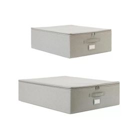 Ocean Home Textile 45x55x18 / 55x70x18 cm 2'li Gri Balıksırtı Destekli Hurç Set