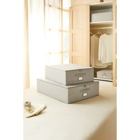 Ocean Home Textile 45x55x18 / 55x70x18 cm 2'li Gri Balıksırtı Destekli Hurç Set