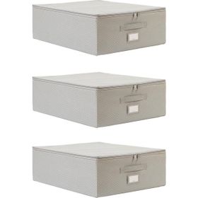 Ocean Home Textile 45x55x18 cm 3'lü Orta Boy Gri Balıksırtı Destekli Hurç Set