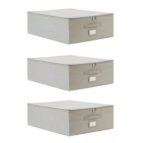 Ocean Home Textile 45x55x18 cm 3'lü Orta Boy Gri Balıksırtı Destekli Hurç Set