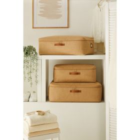 Ocean Home Textile 52x28x21 / 62x46x22 cm 3'lü Jüt Baza Altı 2 Adet Hurç Set