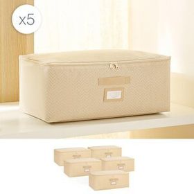 Ocean Home Textile 52x28x21 cm 5'li Orta Boy Bej Balıksırtı Hurç Set