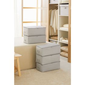 Ocean Home Textile 52x28x21 cm 5'li Orta Boy Gri Balıksırtı Hurç Set