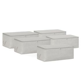Ocean Home Textile 52x28x21 cm 5'li Orta Boy Gri Balıksırtı Hurç Set