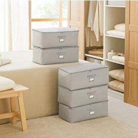 Ocean Home Textile 52x28x21 cm 5'li Orta Boy Gri Balıksırtı Hurç Set