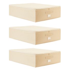 Ocean Home Textile 55x70x18 cm 3'lü Büyük Boy Bej Balıksırtı Destekli Hurç Set