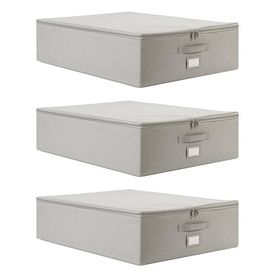 Ocean Home Textile 55x70x18 cm 3'lü Büyük Boy Gri Balıksırtı Destekli Hurç Set