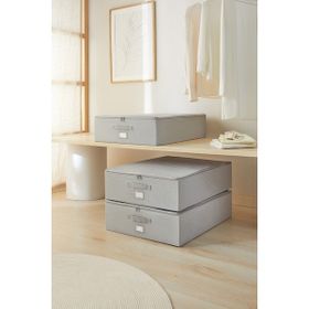 Ocean Home Textile 55x70x18 cm 3'lü Büyük Boy Gri Balıksırtı Destekli Hurç Set