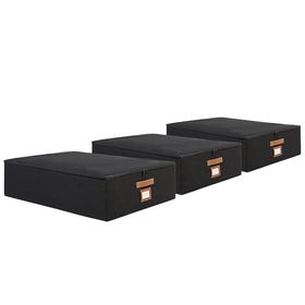 Ocean Home Textile 55x70x18 cm 3'lü Siyah Renk Jüt Destekli Kutu Hurç Set